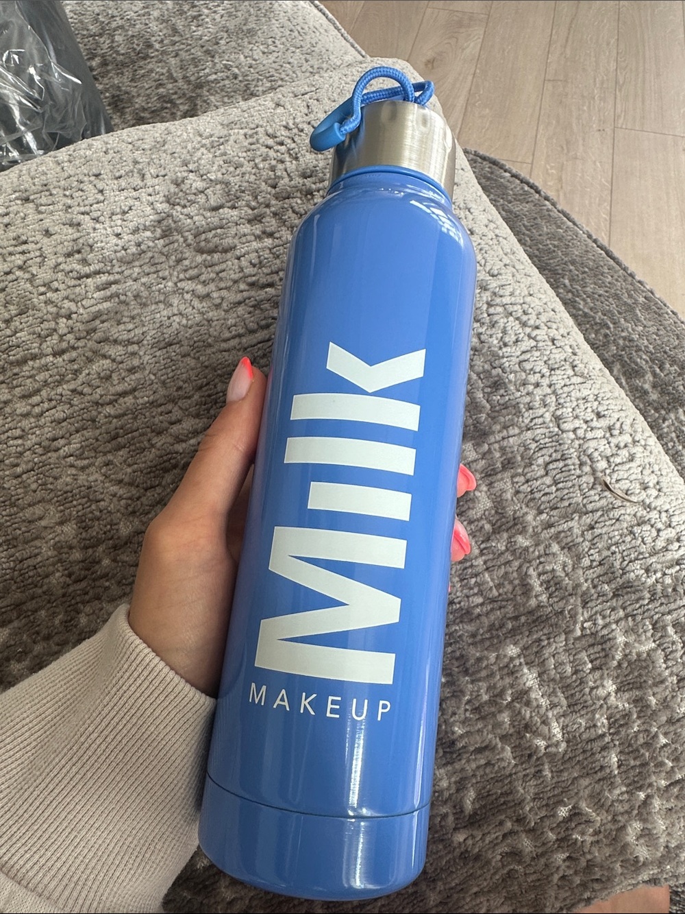 Milk Makeup 22oz blue water bottle